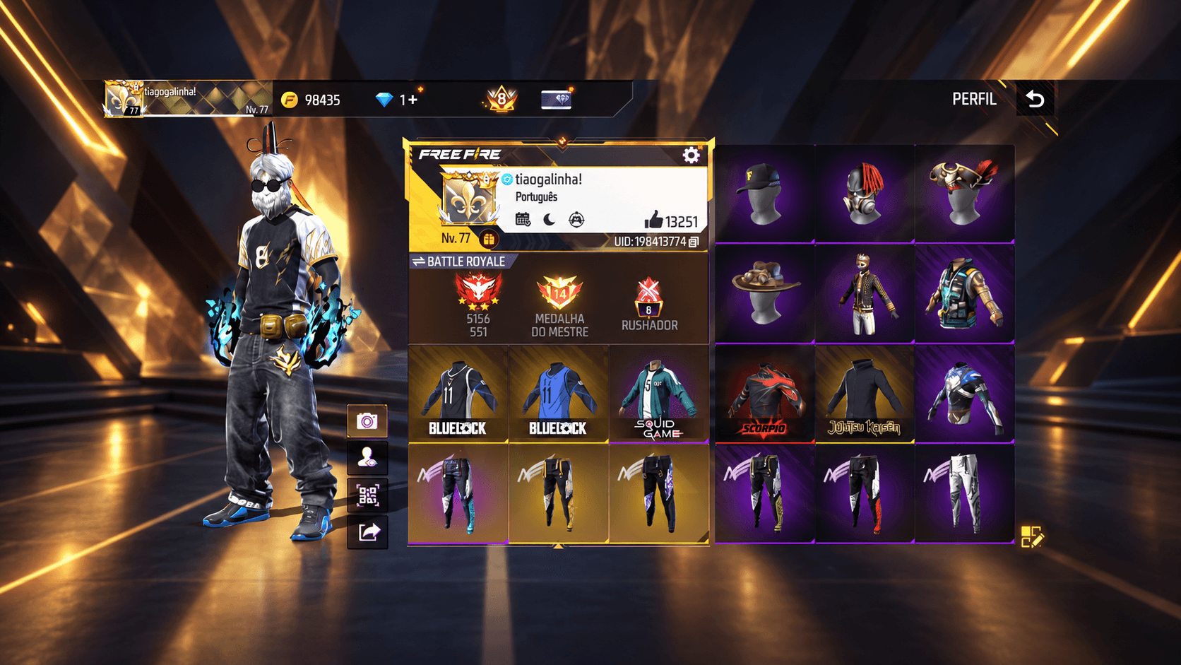 CONTA PRIME NÍVEL 8 🚀+ 800 PEITORAIS + BLUELOCK 🧸